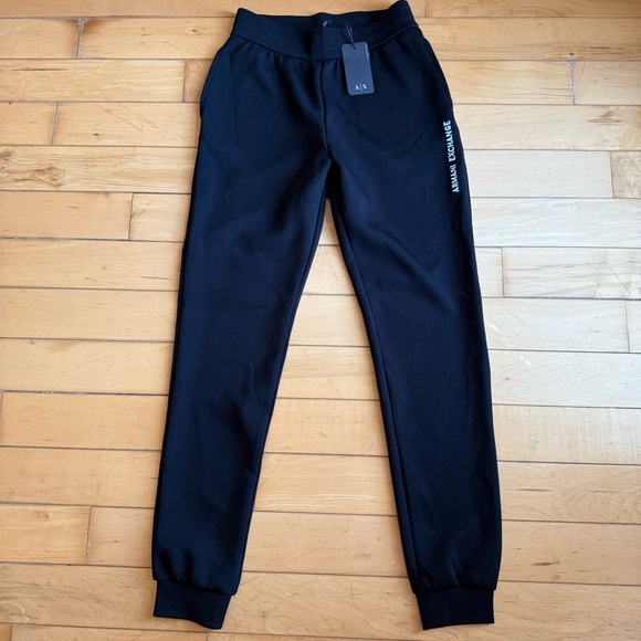 Armani Exchange Women Black TROUSER Jogger Sweatpants with Pockets Size: XS - Picture 4 of 10